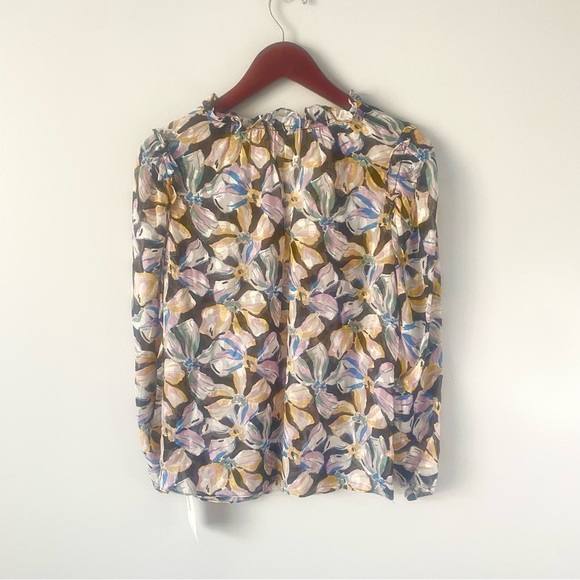 Rebecca Taylor Bow‎ Fluer Silk Top in Black Combo Size Medium - Picture 6 of 8